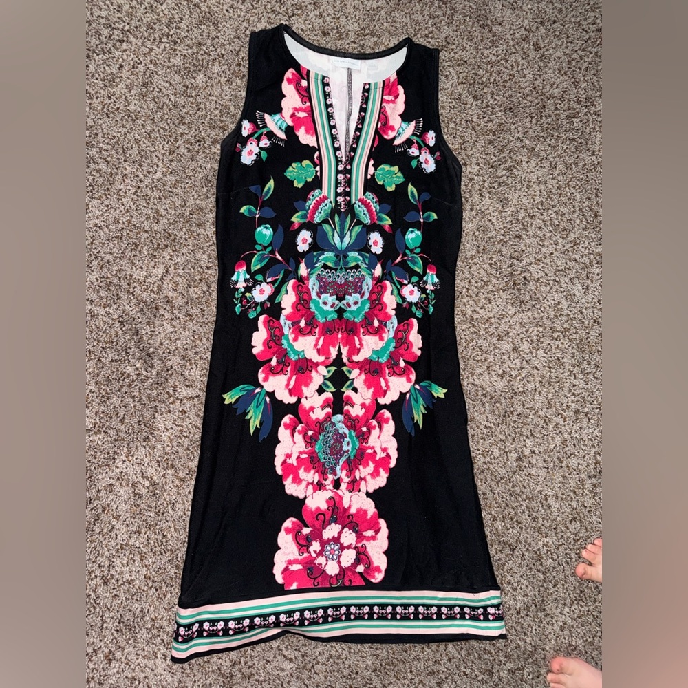 New York & Company Striped Floral Dress